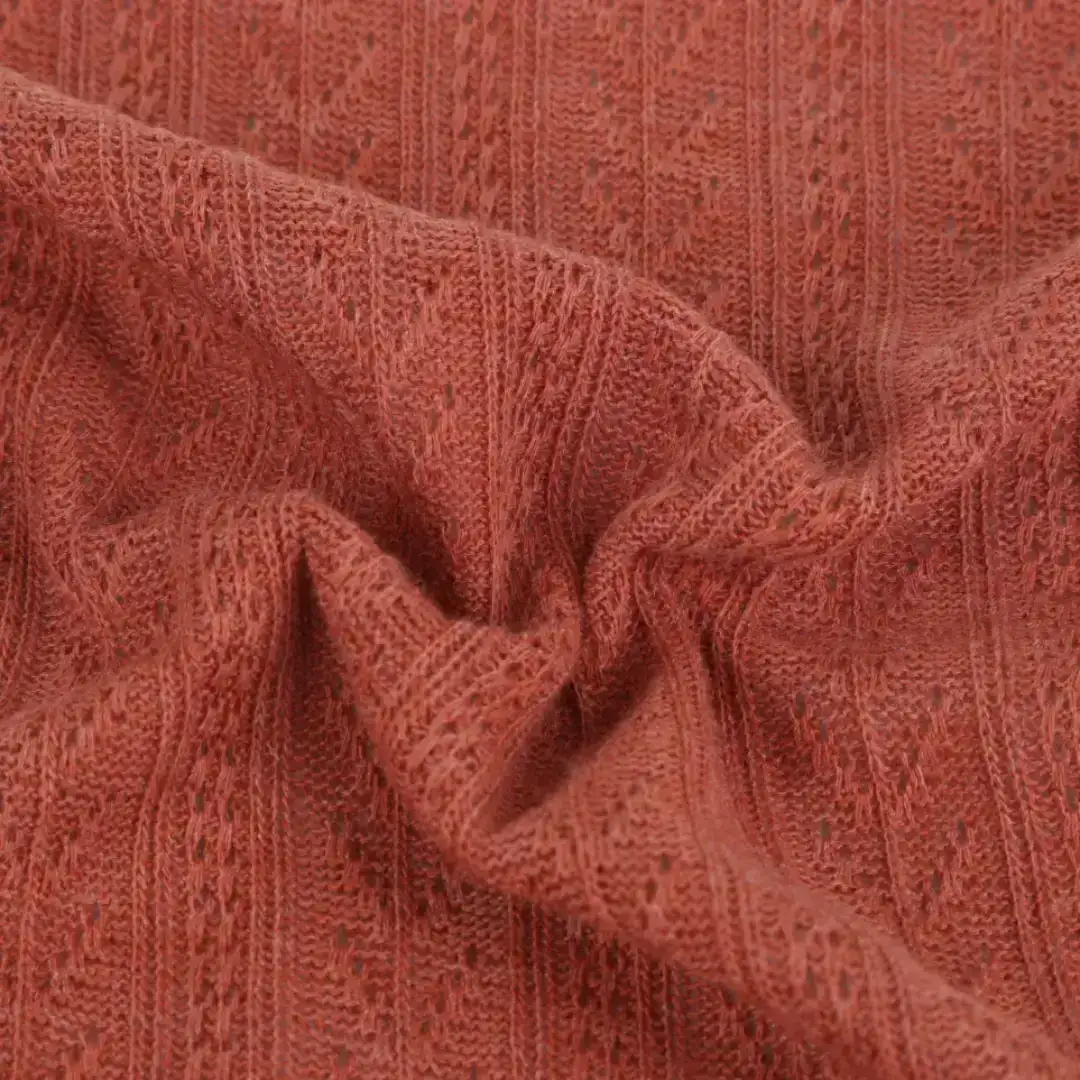 China Fabric for Open Cardigan ,Hoodie   Weft Jacquard Knit Fabric Polyester Rayon Spandex red color buy from China wholesaler bulk order at wholesale price free worldwide shipping Alibaba