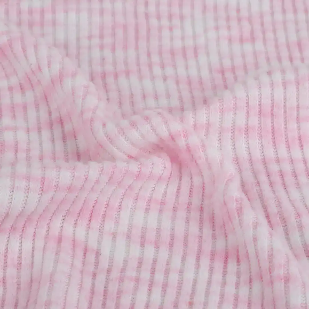 China Fabric for Tank Top,Ladies Vest ,Hoodie  ,Dresses (Cardigan Open)  Rib Knit Fabric Polyester Spandex Pink color buy from China wholesaler bulk order at wholesale price free worldwide shipping Alibaba