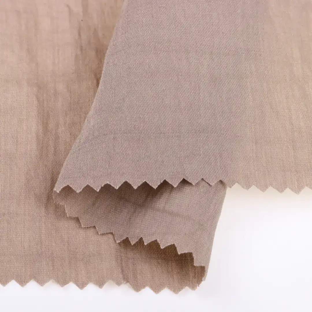 China Fabric for Shirt,Blouse Polyester Crinkle Fabric Synthetic Woven Fabric Polyester Polyamide coffee color color buy from China wholesaler bulk order at wholesale price free worldwide shipping Alibaba
