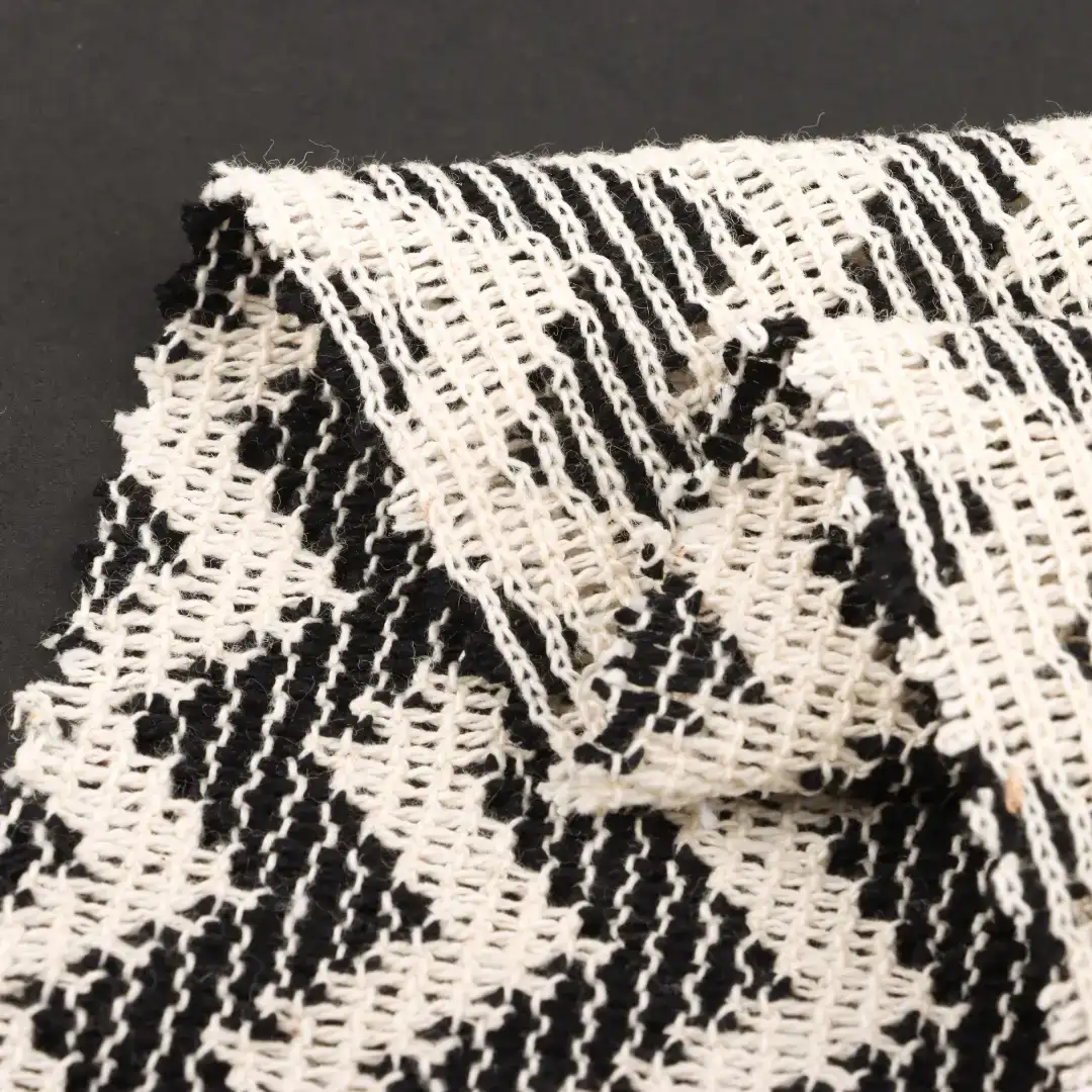 China Fabric for Ladies Vest ,Dresses (Cardigan Open)  Lace Knit Fabric Cotton Milky white and black color buy from China wholesaler bulk order at wholesale price free worldwide shipping Alibaba
