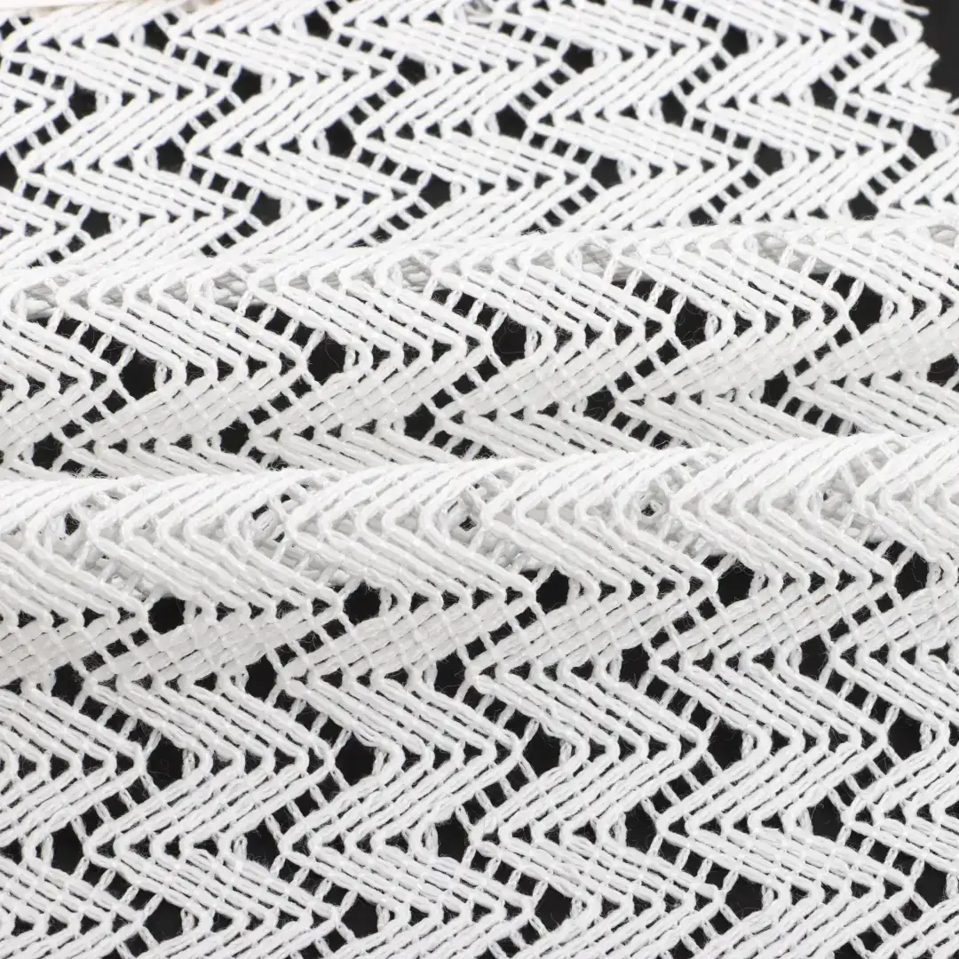 China Fabric for Ladies Vest ,Dresses (Cardigan Open)  Lace Knit Fabric Polyester Cotton Milky white color buy from China wholesaler bulk order at wholesale price free worldwide shipping Alibaba