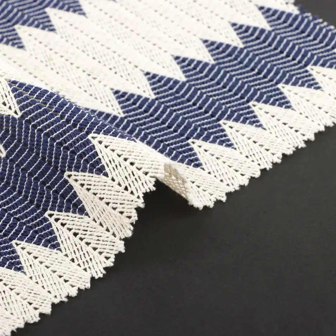 China Fabric for Ladies Vest ,Dresses (Cardigan Open)  Lace Knit Fabric Cotton Polyester Light white and dark blue color buy from China wholesaler bulk order at wholesale price free worldwide shipping Alibaba