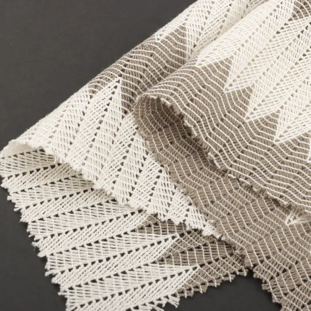 China Fabric for Ladies Vest ,Dresses (Cardigan Open)  Lace Knit Fabric Cotton Polyester Milky white and coffee color buy from China wholesaler bulk order at wholesale price free worldwide shipping Alibaba