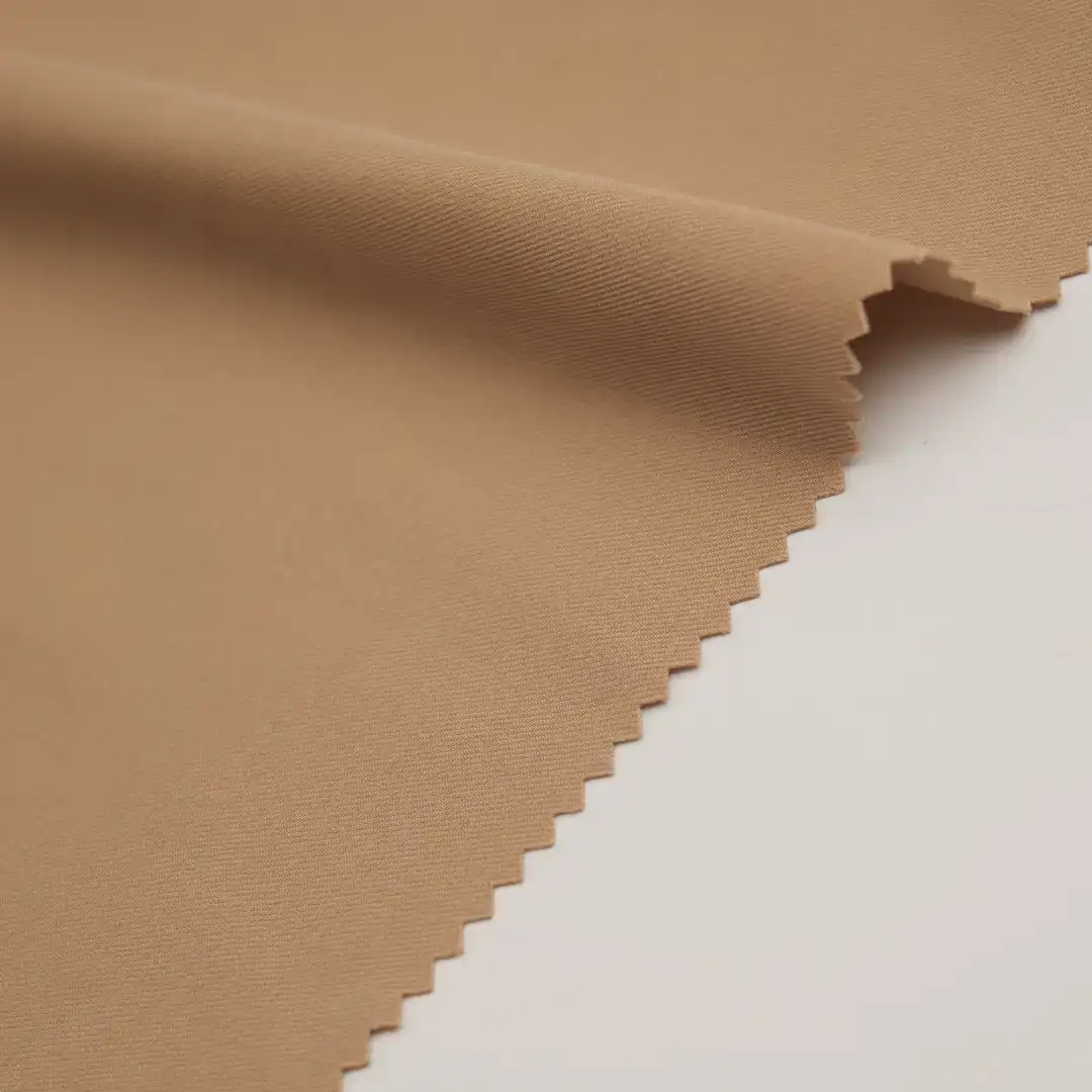 China Fabric for Blazer,Suit,Uniform Four Stretch Polyester Woven Fabric Synthetic Woven Fabric Polyester Spandex Light coffee color buy from China wholesaler bulk order at wholesale price free worldwide shipping Alibaba