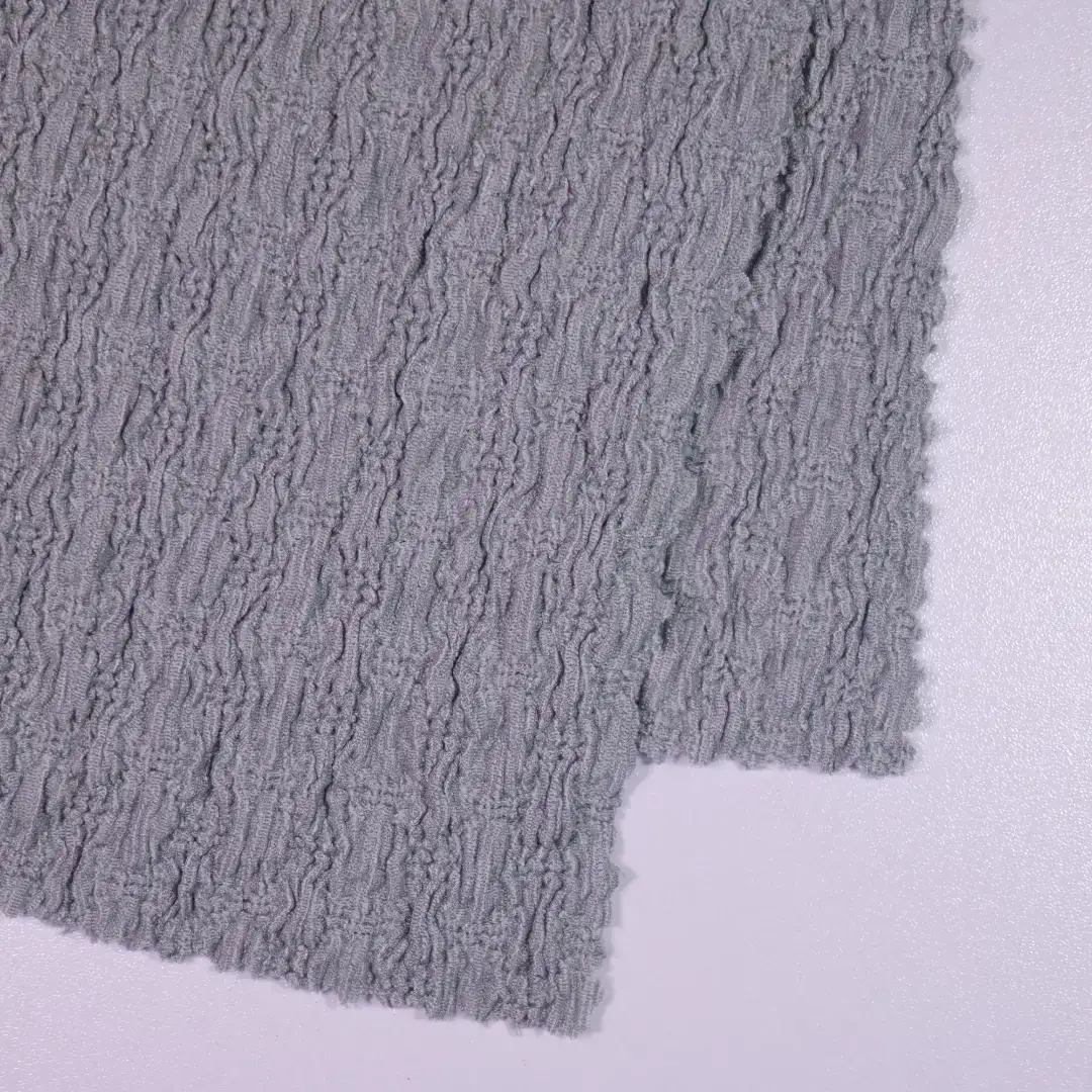 China Fabric for Blouse,Skirt Weft Jacquard Knit Fabric Polyester Spandex grey color buy from China wholesaler bulk order at wholesale price free worldwide shipping Alibaba