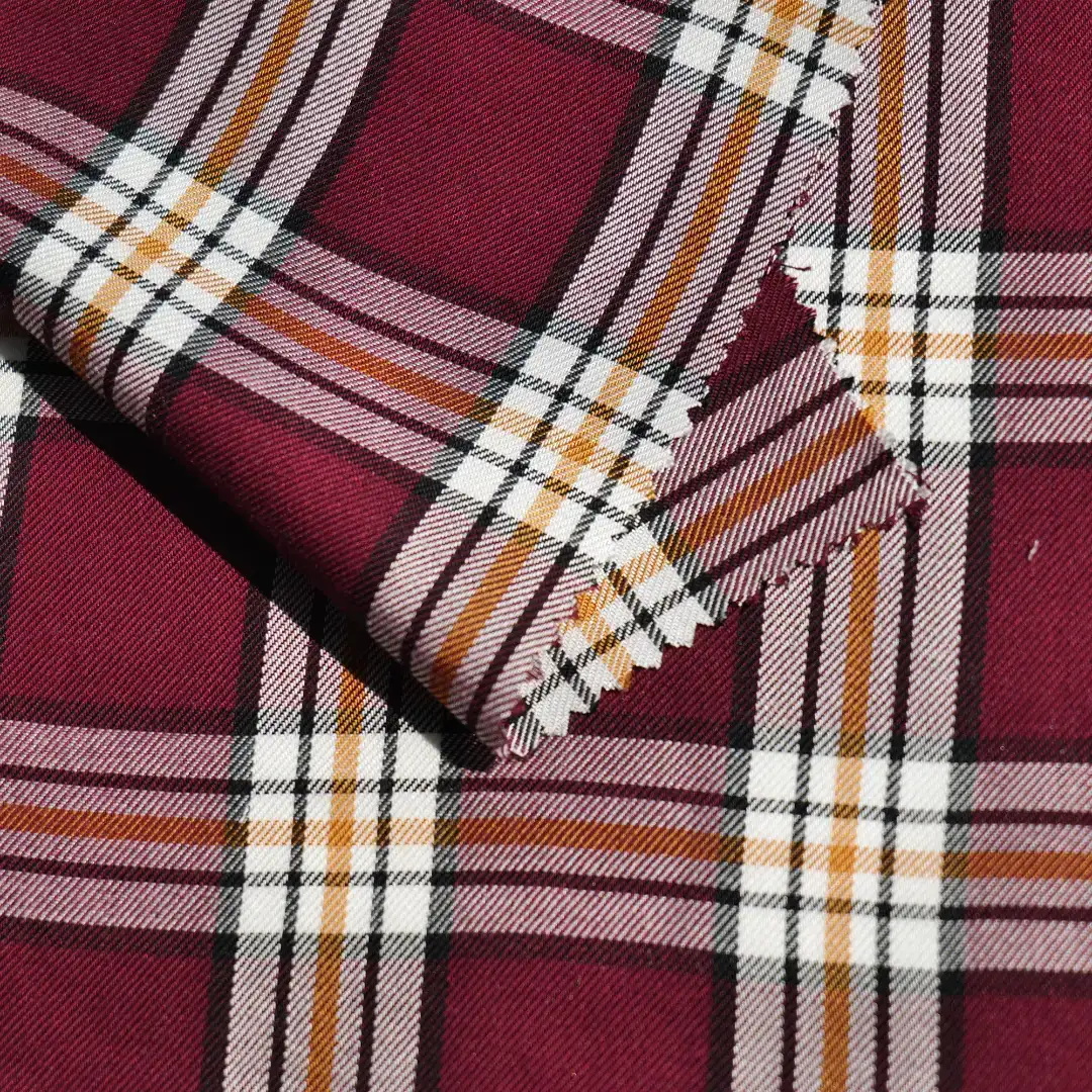 China Fabric for Shirt Cotton YD Twill Natural Woven Fabric Recycled Cotton Crimson red color buy from China wholesaler bulk order at wholesale price free worldwide shipping Alibaba
