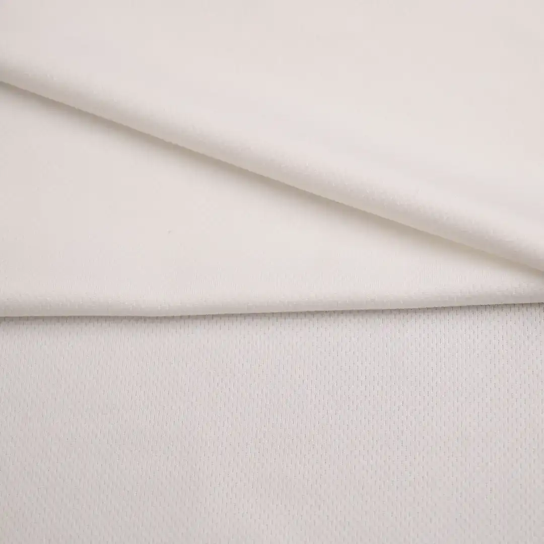China Fabric for T-Shirt,Round Neck Pullover ,Sweatshirt,Tracksuits Birdeye Mesh Knit Fabric Polyester Spandex white color buy from China wholesaler bulk order at wholesale price free worldwide shipping Alibaba