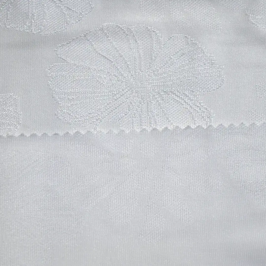 China Fabric for T-Shirt,Tank Top,Blouse,Dresses (Pullover)  Weft Jacquard Knit Fabric Polyester Spandex white color buy from China wholesaler bulk order at wholesale price free worldwide shipping Alibaba
