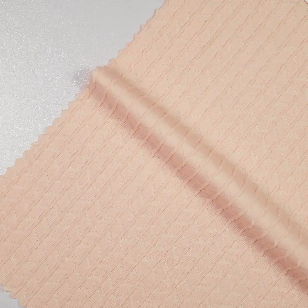 China Fabric for Blouse,Skirt Jacquard Knit Fabric Polyester Spandex Pale red color buy from China wholesaler bulk order at wholesale price free worldwide shipping Alibaba