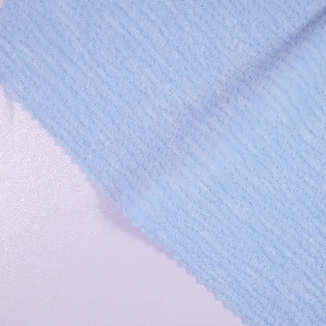 China Fabric for Blouse,Hoodie,Sweatshirt Jacquard Knit Fabric Polyester Rayon Spandex blue color buy from China wholesaler bulk order at wholesale price free worldwide shipping Alibaba