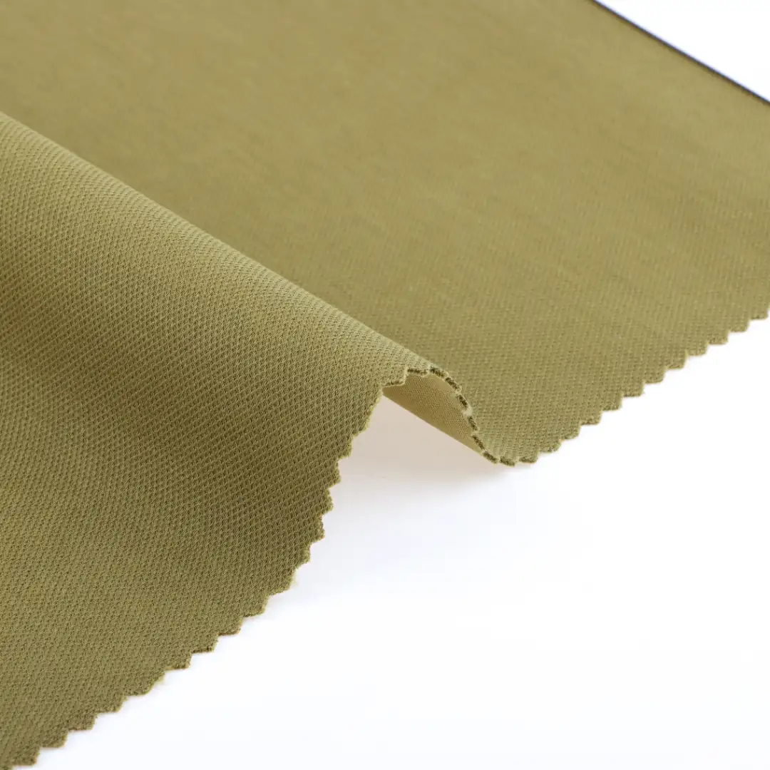 China Fabric for T-Shirt Pique Knit Fabric Polyester Cotton Spandex Green color buy from China wholesaler bulk order at wholesale price free worldwide shipping Alibaba