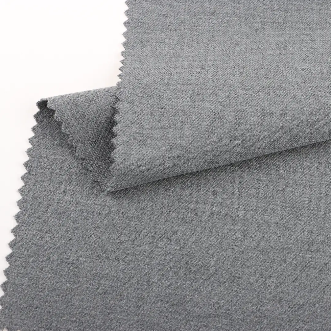 China Fabric for Pants Polyester/Rayon Plain Woven Blended Fabric Polyester Rayon Spandex Grey color buy from China wholesaler bulk order at wholesale price free worldwide shipping Alibaba