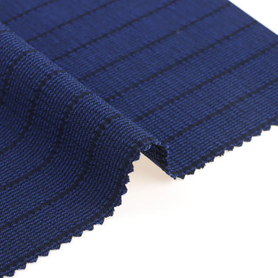 China Fabric for Pants Polyester/Rayon Plain Woven Blended Fabric Polyester Rayon Spandex Blue color buy from China wholesaler bulk order at wholesale price free worldwide shipping Alibaba