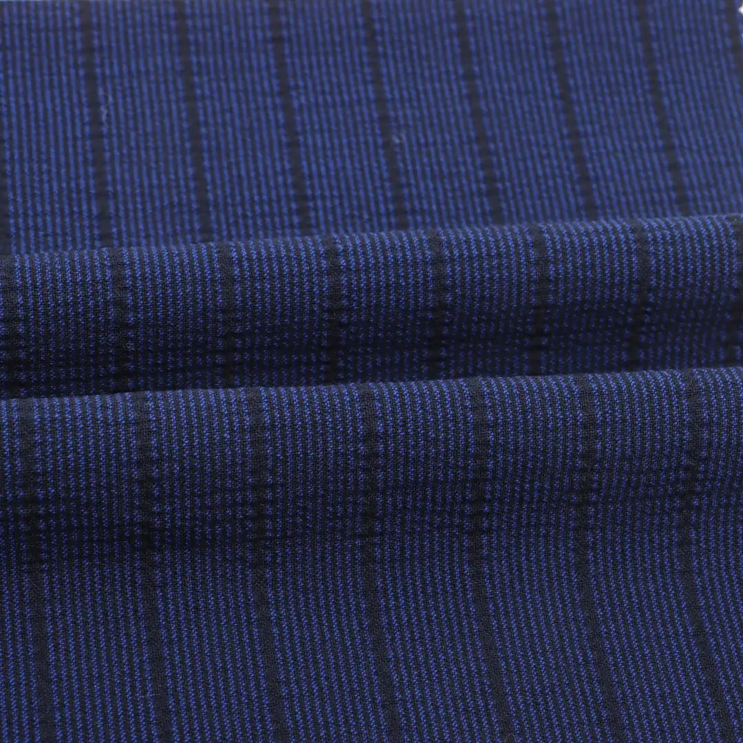 China Fabric for Pants Polyester/Rayon Plain Woven Blended Fabric Polyester Rayon Spandex Blue color buy from China wholesaler bulk order at wholesale price free worldwide shipping Alibaba