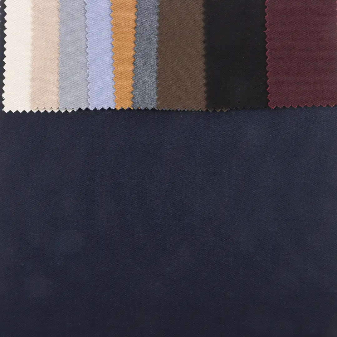 China Fabric for Pants Polyester/Rayon Twill Woven Blended Fabric Polyester Rayon Spandex Blue color buy from China wholesaler bulk order at wholesale price free worldwide shipping Alibaba