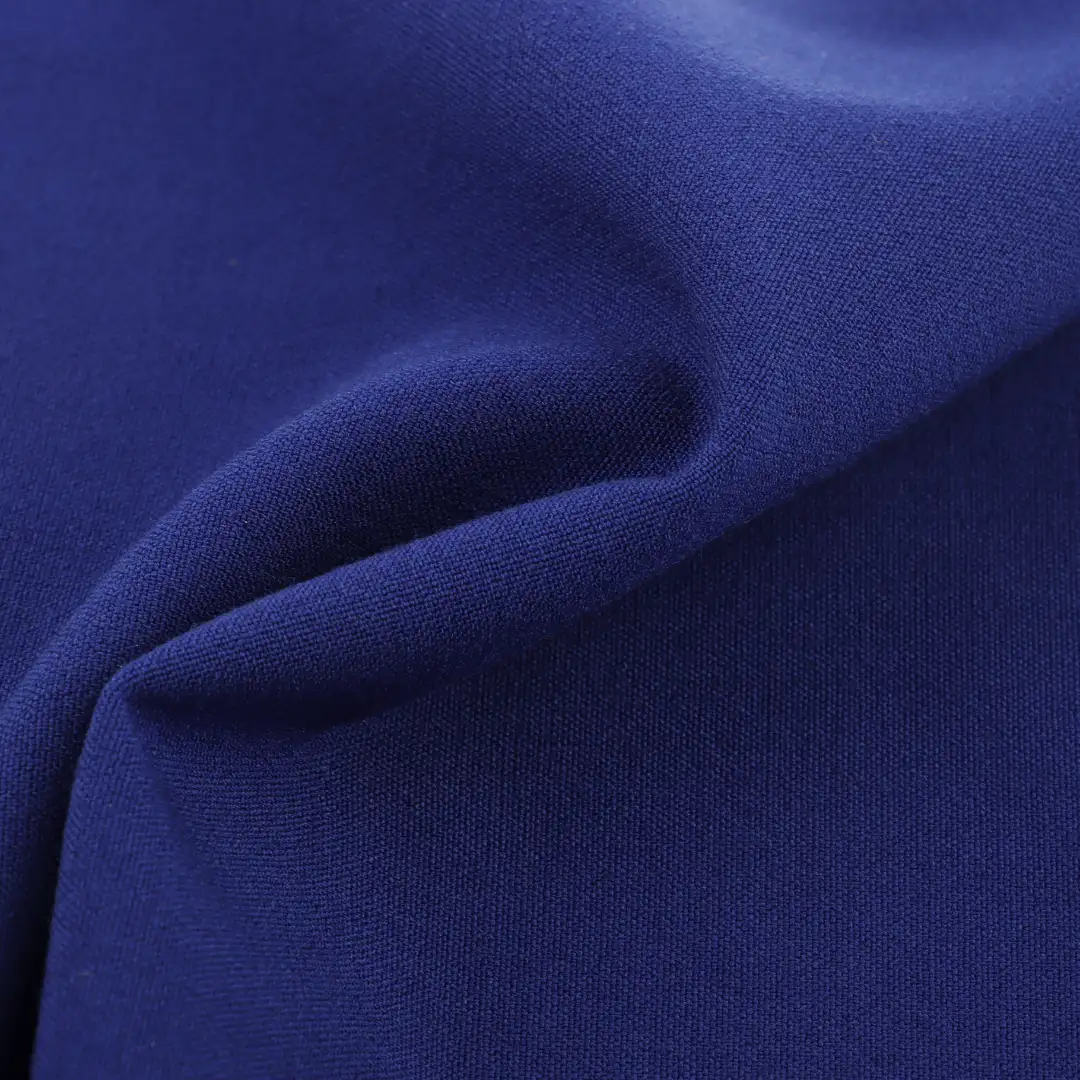 China Fabric for Pants Polyester/Rayon Plain Woven Blended Fabric Polyester Rayon Spandex Blue color buy from China wholesaler bulk order at wholesale price free worldwide shipping Alibaba