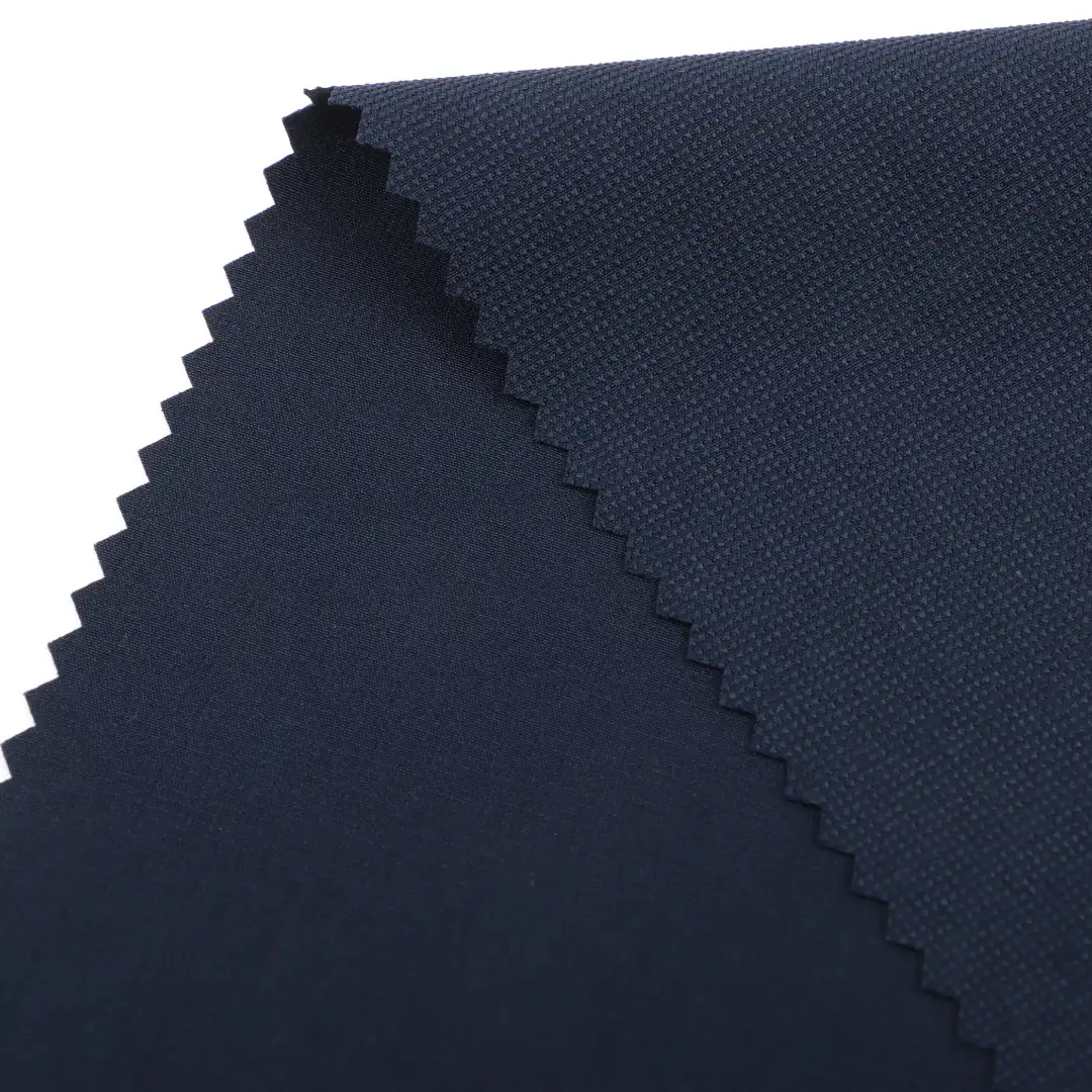 China Fabric for Pants Four Stretch Polyester Woven Fabric Synthetic Woven Fabric Polyester Spandex navy color buy from China wholesaler bulk order at wholesale price free worldwide shipping Alibaba