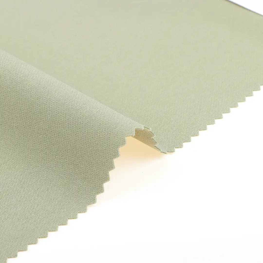 China Fabric for Pants Four Stretch Polyester Woven Fabric Synthetic Woven Fabric Polyester Spandex khaki color buy from China wholesaler bulk order at wholesale price free worldwide shipping Alibaba