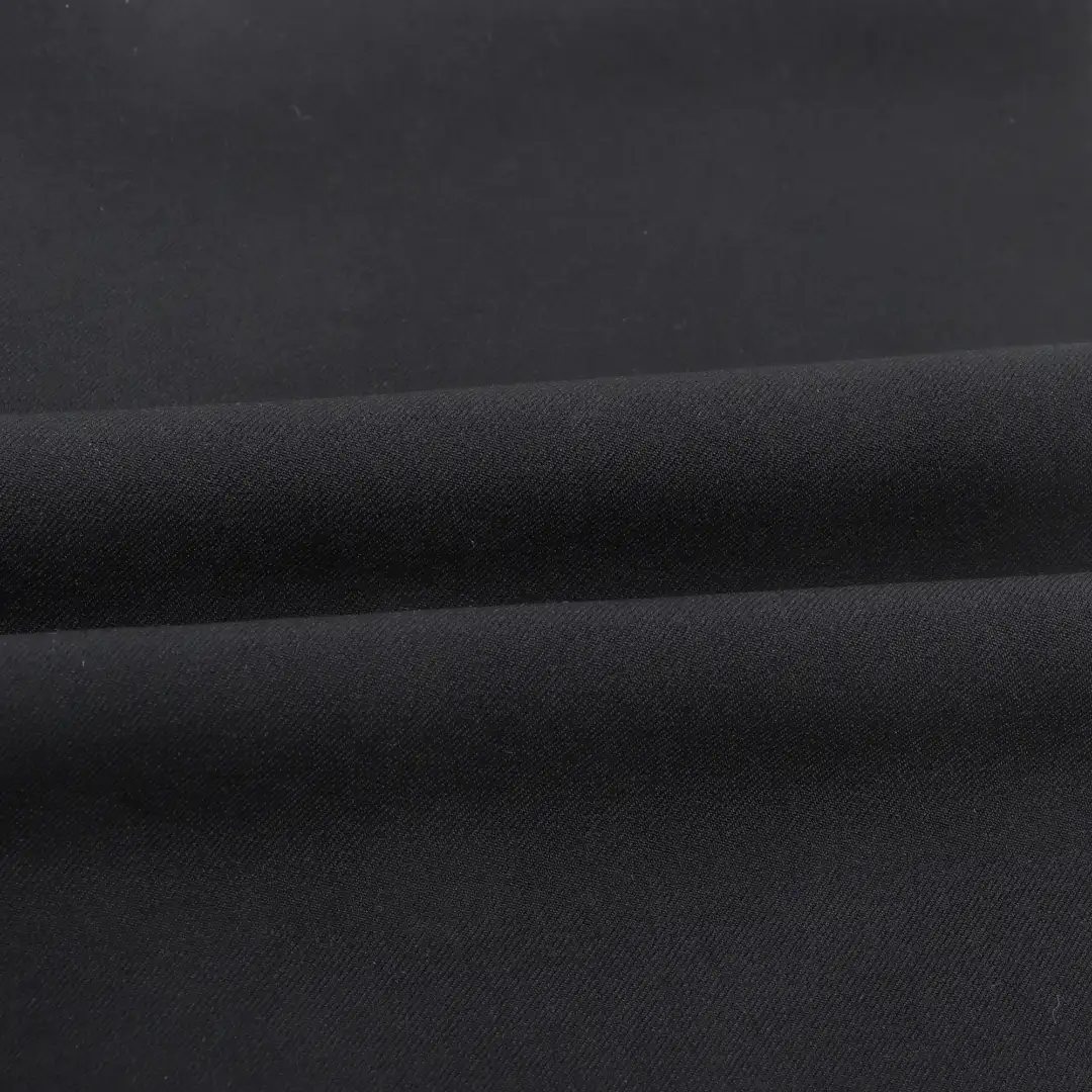 China Fabric for Pants Four Stretch Polyester Woven Fabric Synthetic Woven Fabric Polyester Spandex BLACK color buy from China wholesaler bulk order at wholesale price free worldwide shipping Alibaba