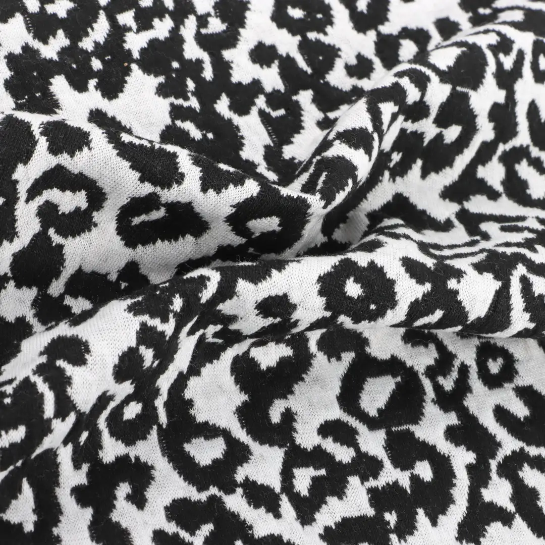 China Fabric for Blouse,Skirt Weft Jacquard Knit Fabric Polyester Rayon Spandex Black and White color buy from China wholesaler bulk order at wholesale price free worldwide shipping Alibaba