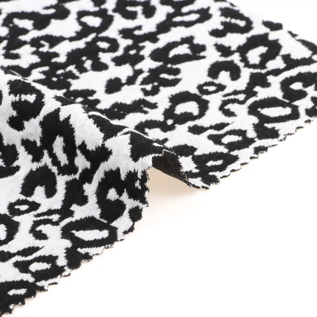 China Fabric for Blouse,Skirt Weft Jacquard Knit Fabric Polyester Rayon Spandex Black and White color buy from China wholesaler bulk order at wholesale price free worldwide shipping Alibaba