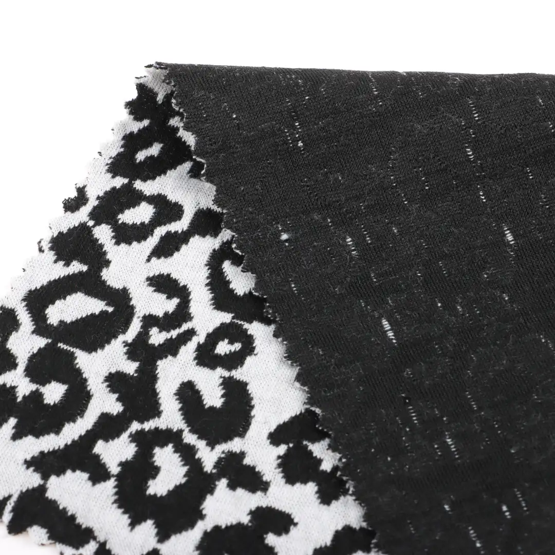 China Fabric for Blouse,Skirt Weft Jacquard Knit Fabric Polyester Rayon Spandex Black and White color buy from China wholesaler bulk order at wholesale price free worldwide shipping Alibaba