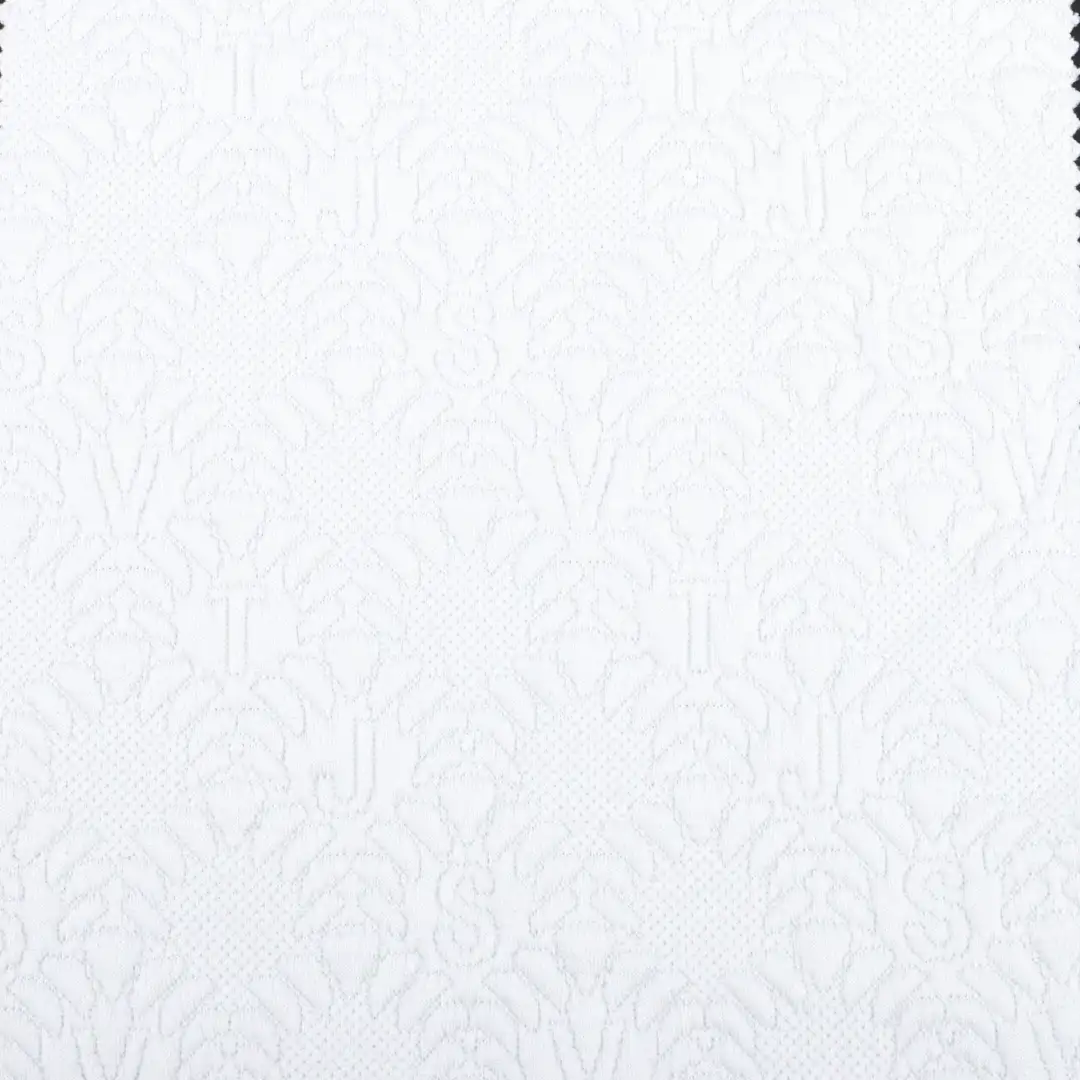 China Fabric for Blouse,Skirt Weft Jacquard Knit Fabric Polyester Spandex White color buy from China wholesaler bulk order at wholesale price free worldwide shipping Alibaba