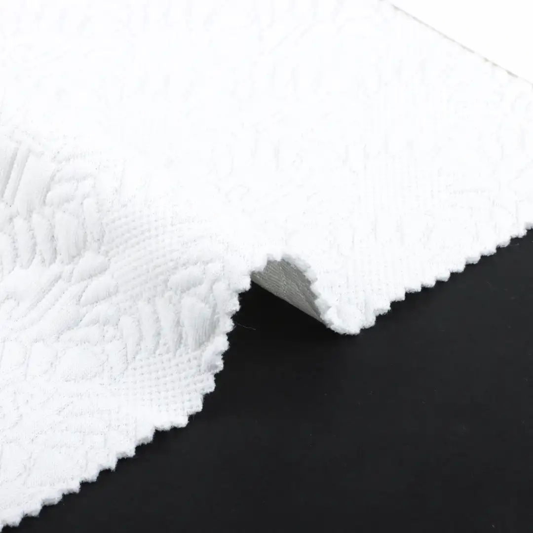 China Fabric for Blouse,Skirt Weft Jacquard Knit Fabric Polyester Spandex White color buy from China wholesaler bulk order at wholesale price free worldwide shipping Alibaba