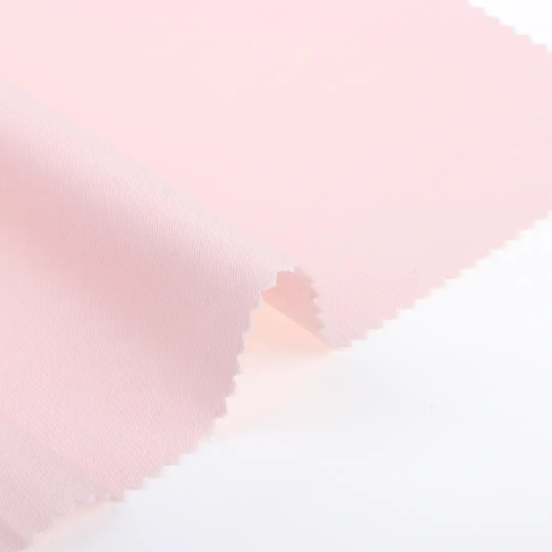 China Fabric for Pants TC Twill Woven Blended Fabric Cotton Polyester pink color buy from China wholesaler bulk order at wholesale price free worldwide shipping Alibaba