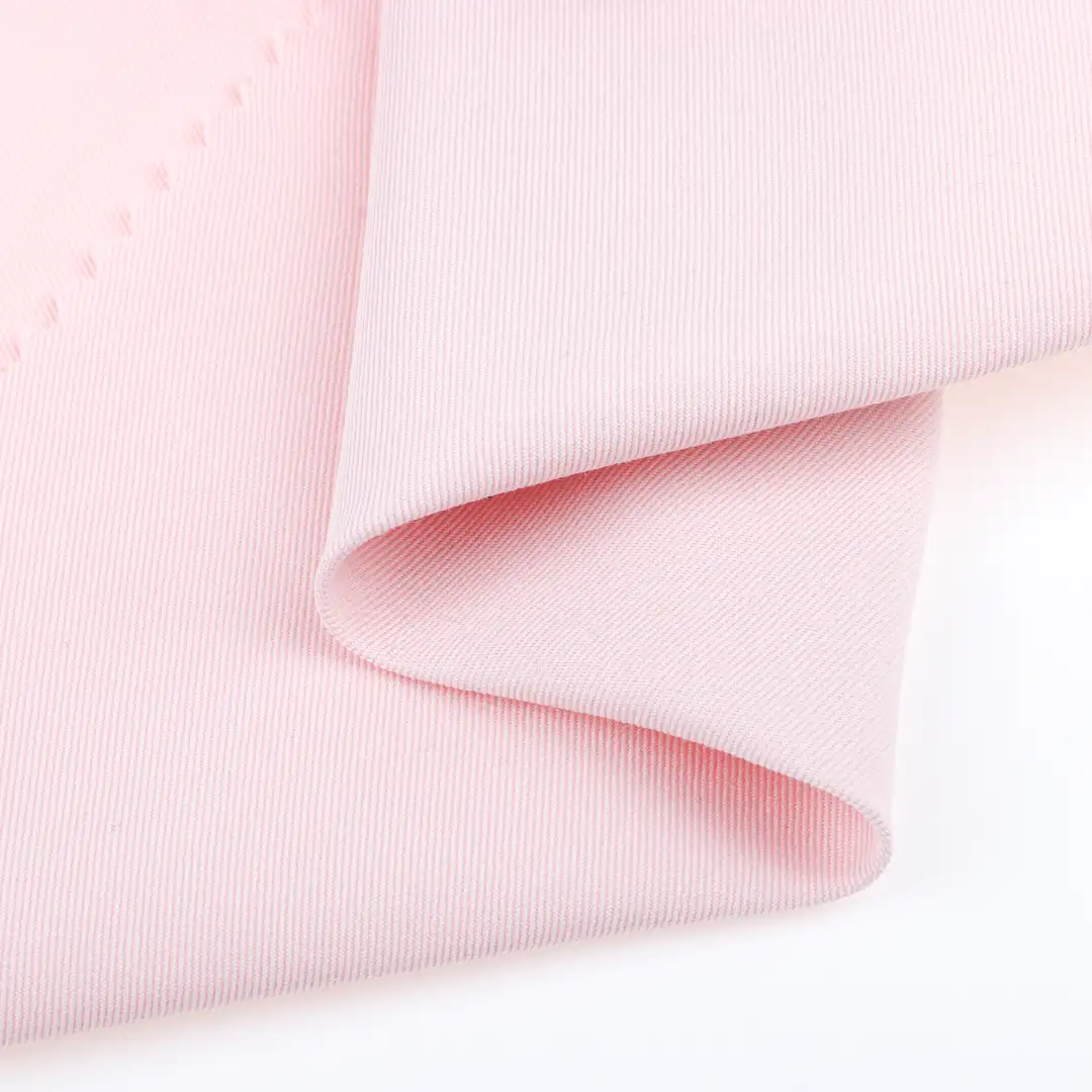 China Fabric for Pants TC Twill Woven Blended Fabric Cotton Polyester pink color buy from China wholesaler bulk order at wholesale price free worldwide shipping Alibaba