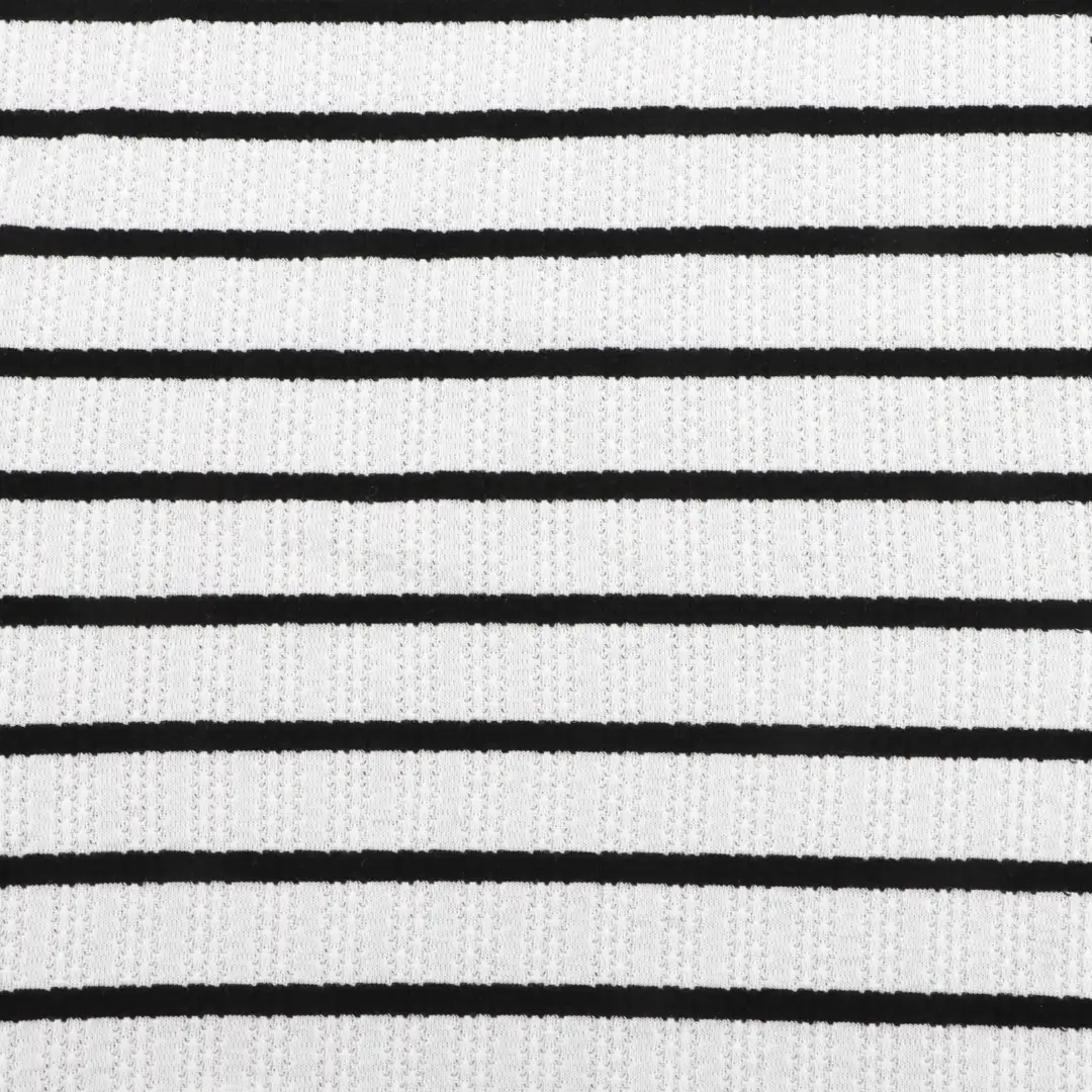 China Fabric for T-Shirt,Shorts Hacci Knit Fabric Polyester Rayon Spandex Black and White color buy from China wholesaler bulk order at wholesale price free worldwide shipping Alibaba