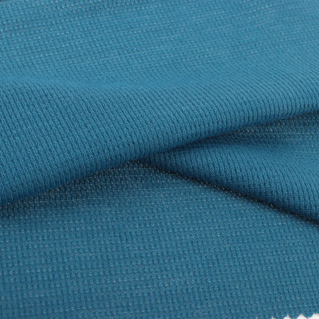 China Fabric for T-Shirt,Shorts Waffle Knit Fabric Polyester Blue color buy from China wholesaler bulk order at wholesale price free worldwide shipping Alibaba