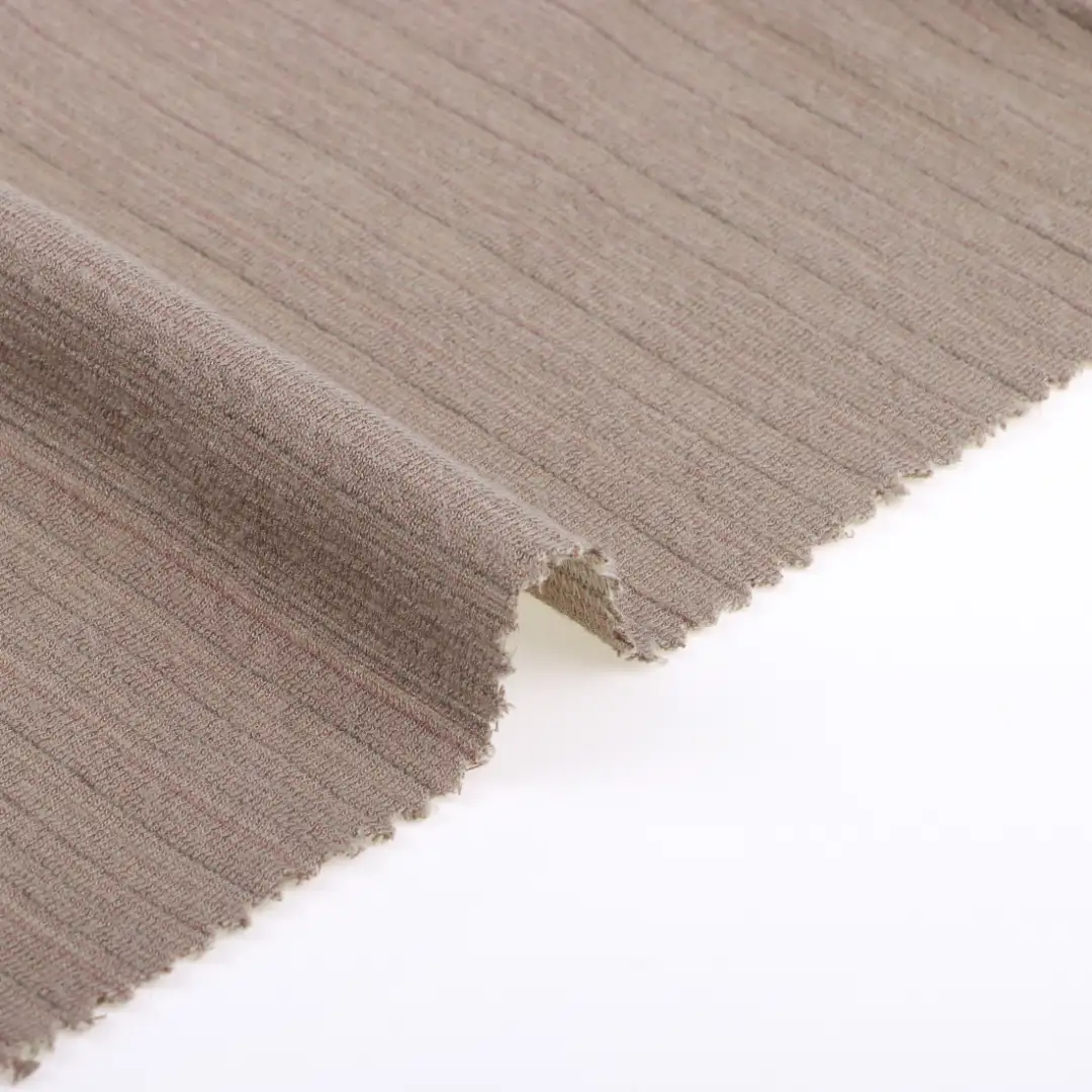 China Fabric for Pants,T-Shirt Weft Jacquard Knit Fabric Polyester Rayon Spandex Brown color buy from China wholesaler bulk order at wholesale price free worldwide shipping Alibaba