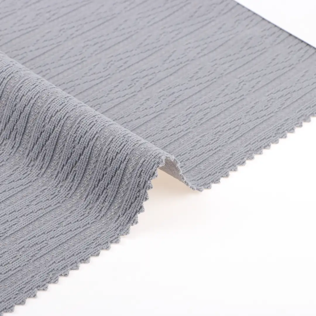 China Fabric for T-Shirt,Shorts Weft Jacquard Knit Fabric Polyester Spandex Grey color buy from China wholesaler bulk order at wholesale price free worldwide shipping Alibaba