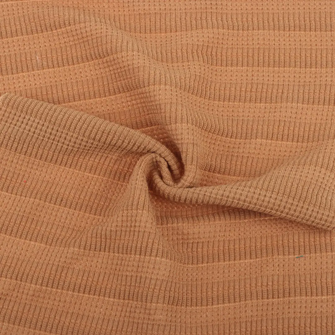 China Fabric for T-Shirt,Shorts Weft Jacquard Knit Fabric Polyester Rayon Spandex Caramel color buy from China wholesaler bulk order at wholesale price free worldwide shipping Alibaba