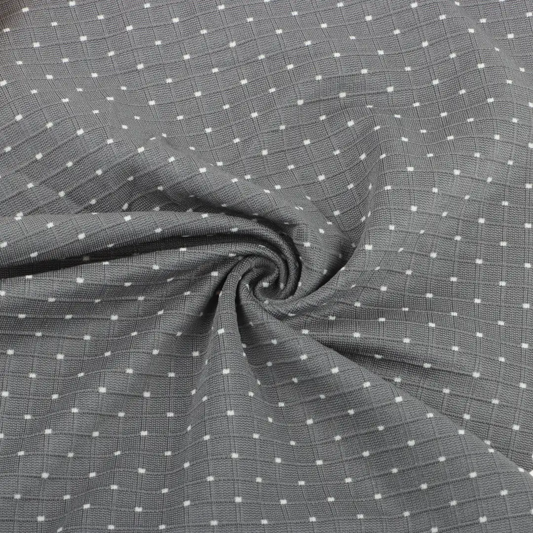 China Fabric for T-Shirt,Shorts Weft Jacquard Knit Fabric Polyester Spandex Grey color buy from China wholesaler bulk order at wholesale price free worldwide shipping Alibaba