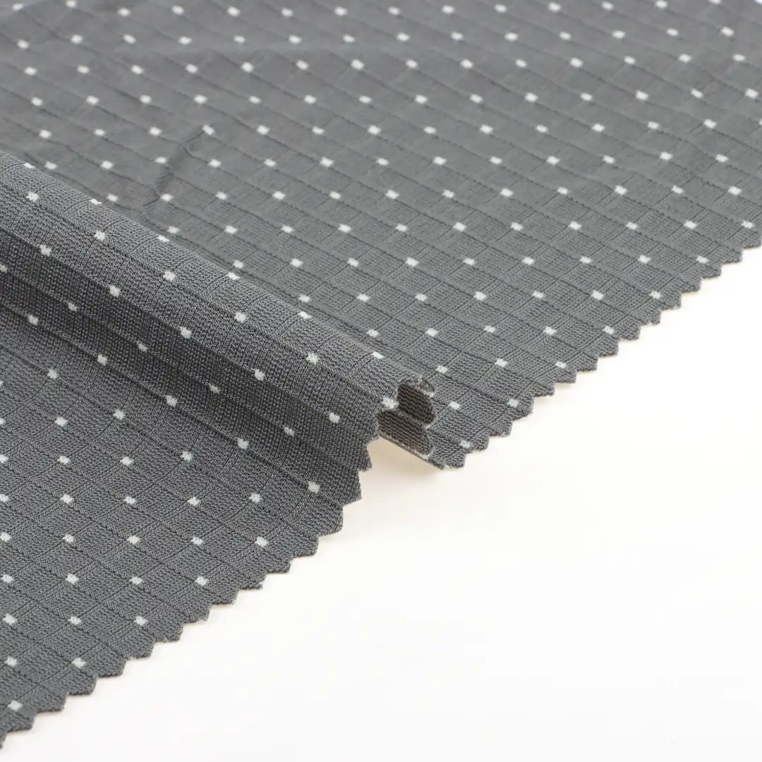 China Fabric for T-Shirt,Shorts Weft Jacquard Knit Fabric Polyester Spandex Grey color buy from China wholesaler bulk order at wholesale price free worldwide shipping Alibaba
