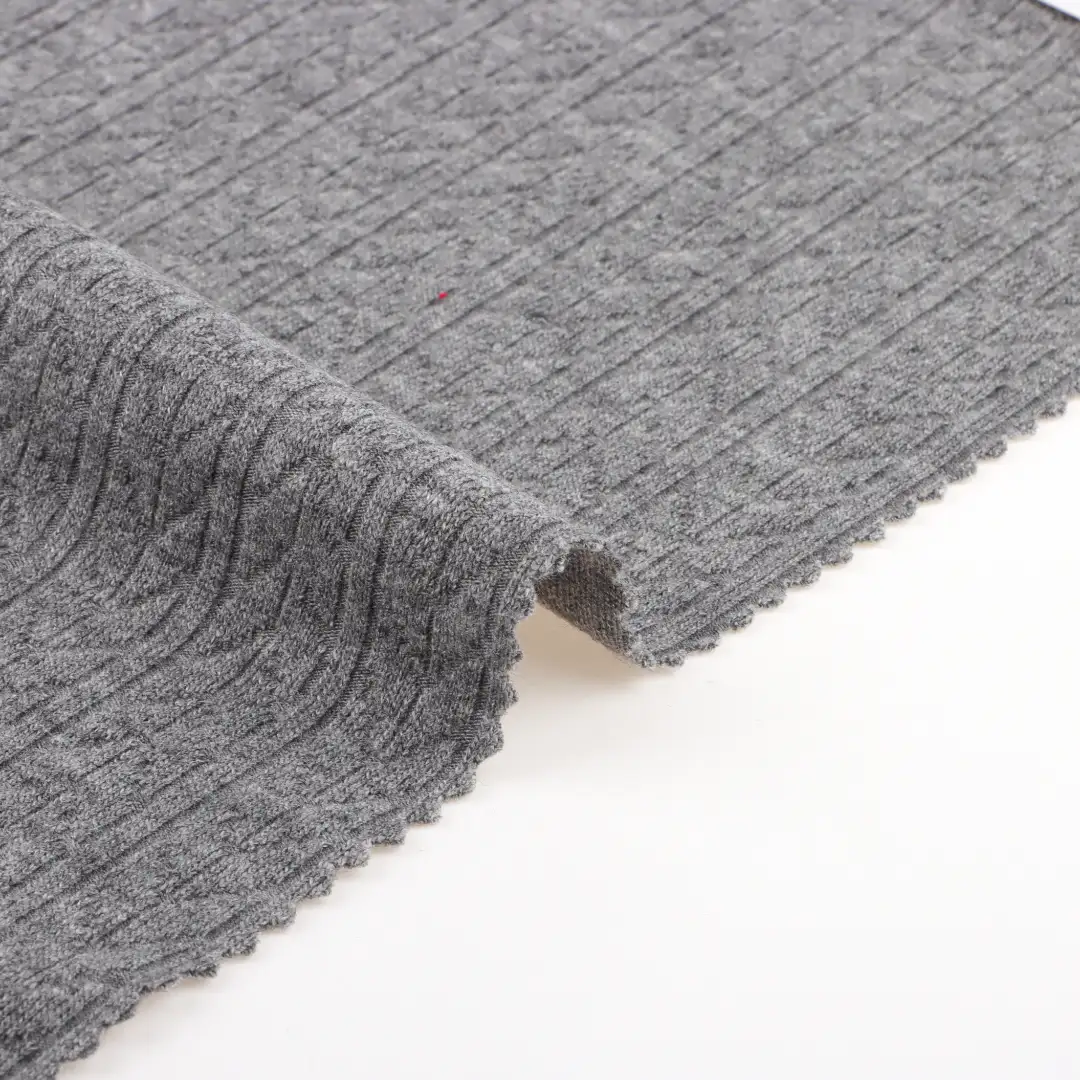 China Fabric for T-Shirt,Shorts Weft Jacquard Knit Fabric Rayon Polyester Nylon Spandex Grey color buy from China wholesaler bulk order at wholesale price free worldwide shipping Alibaba