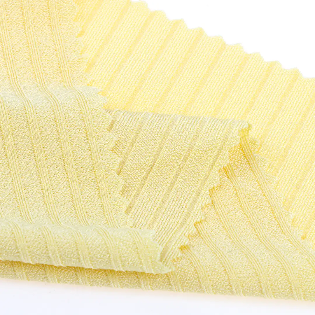 China Fabric for T-Shirt,Shorts Rib Knit Fabric Polyester Spandex Yellow color buy from China wholesaler bulk order at wholesale price free worldwide shipping Alibaba