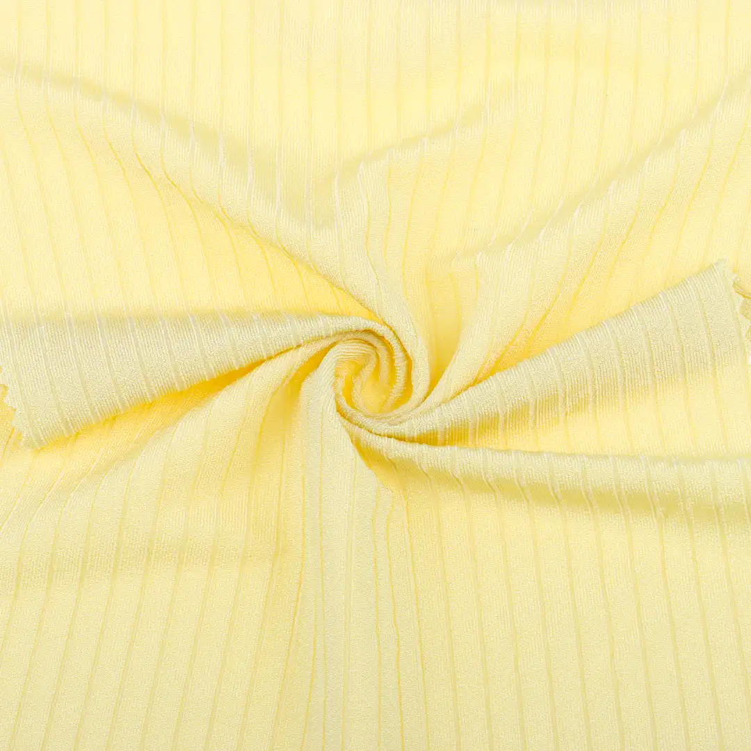 China Fabric for T-Shirt,Shorts Rib Knit Fabric Polyester Spandex Yellow color buy from China wholesaler bulk order at wholesale price free worldwide shipping Alibaba