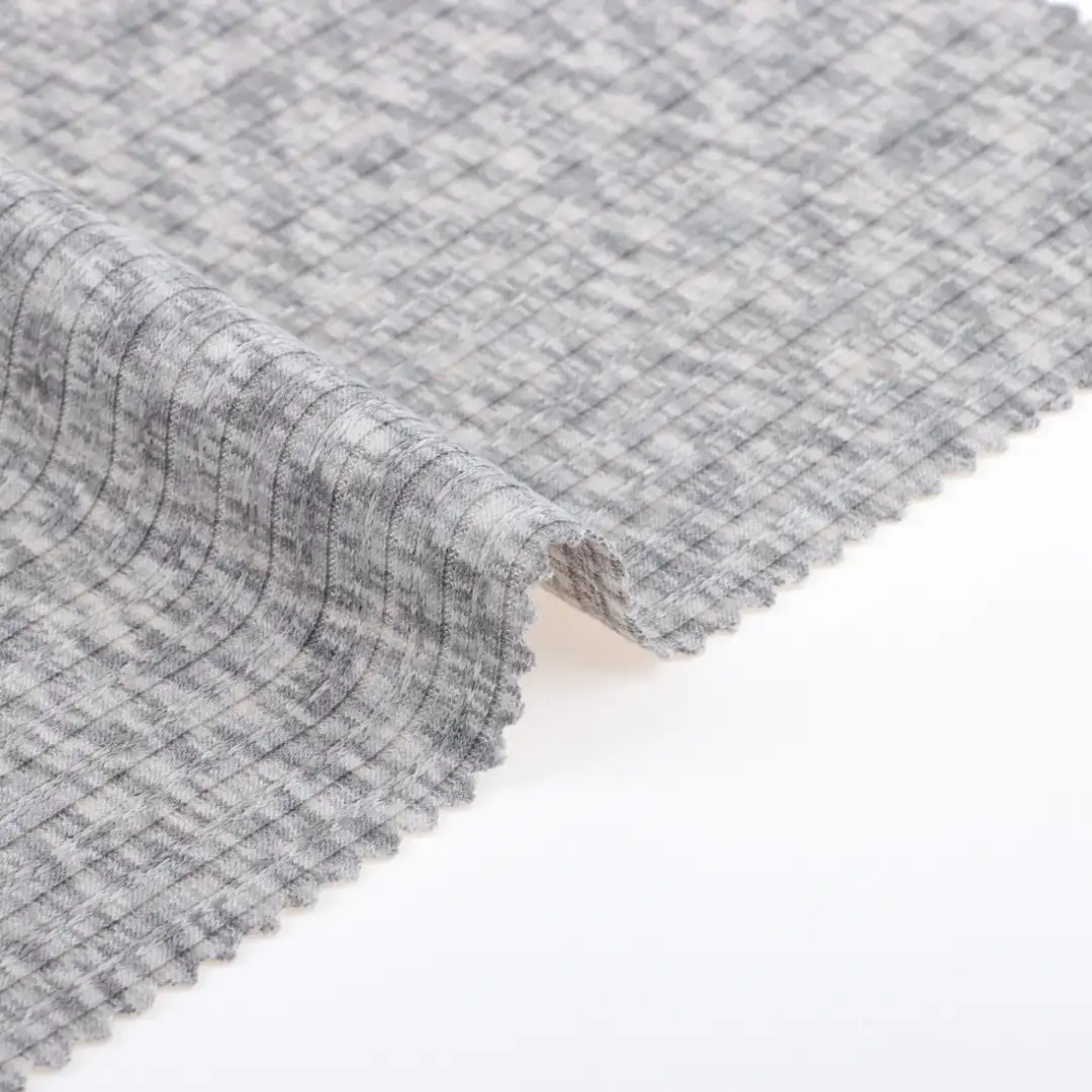 China Fabric for T-Shirt,Shorts Weft Jacquard Knit Fabric Polyester Rayon Spandex Grey color buy from China wholesaler bulk order at wholesale price free worldwide shipping Alibaba