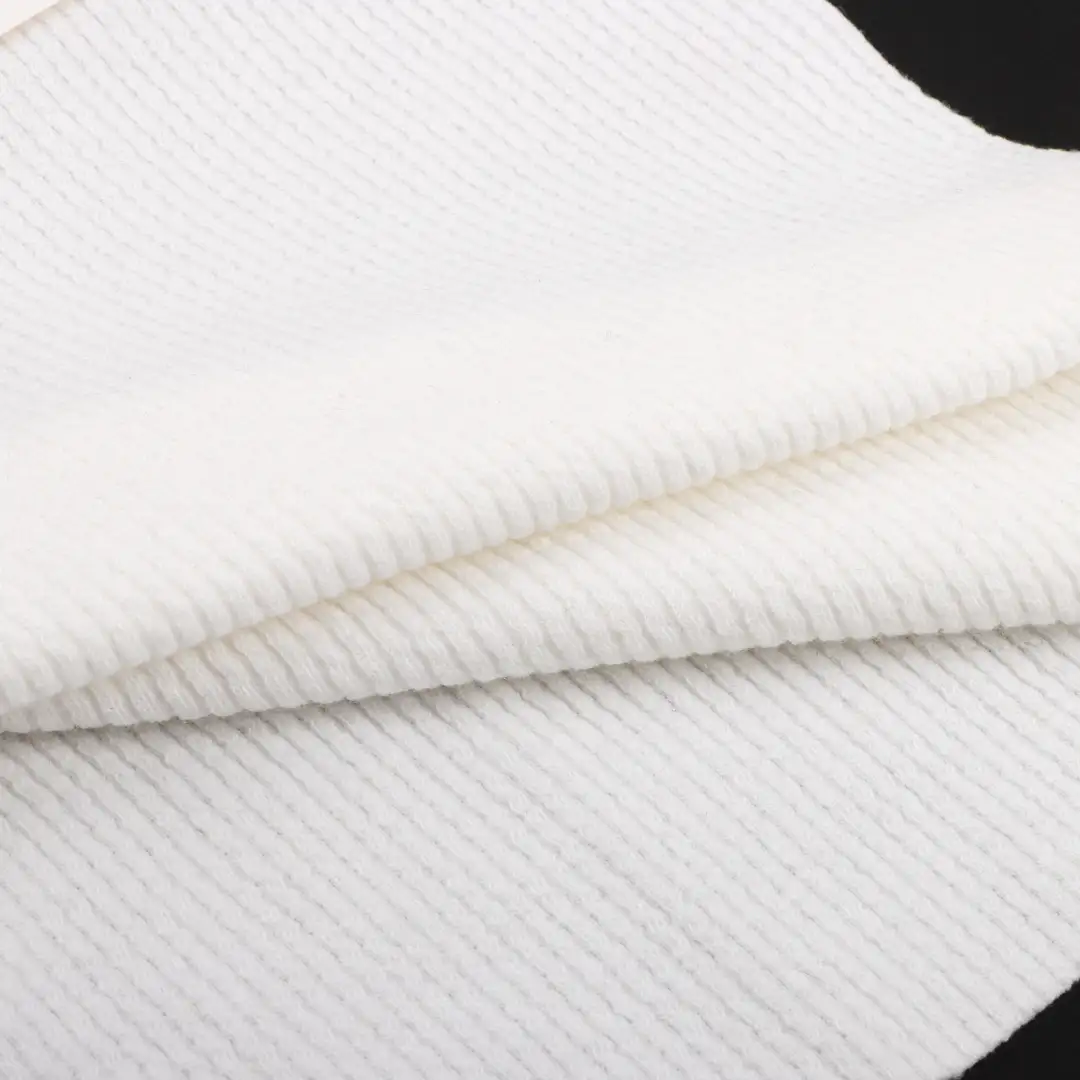 China Fabric for T-Shirt,Shorts Weft Jacquard Knit Fabric Cotton Elastane Polyester White color buy from China wholesaler bulk order at wholesale price free worldwide shipping Alibaba