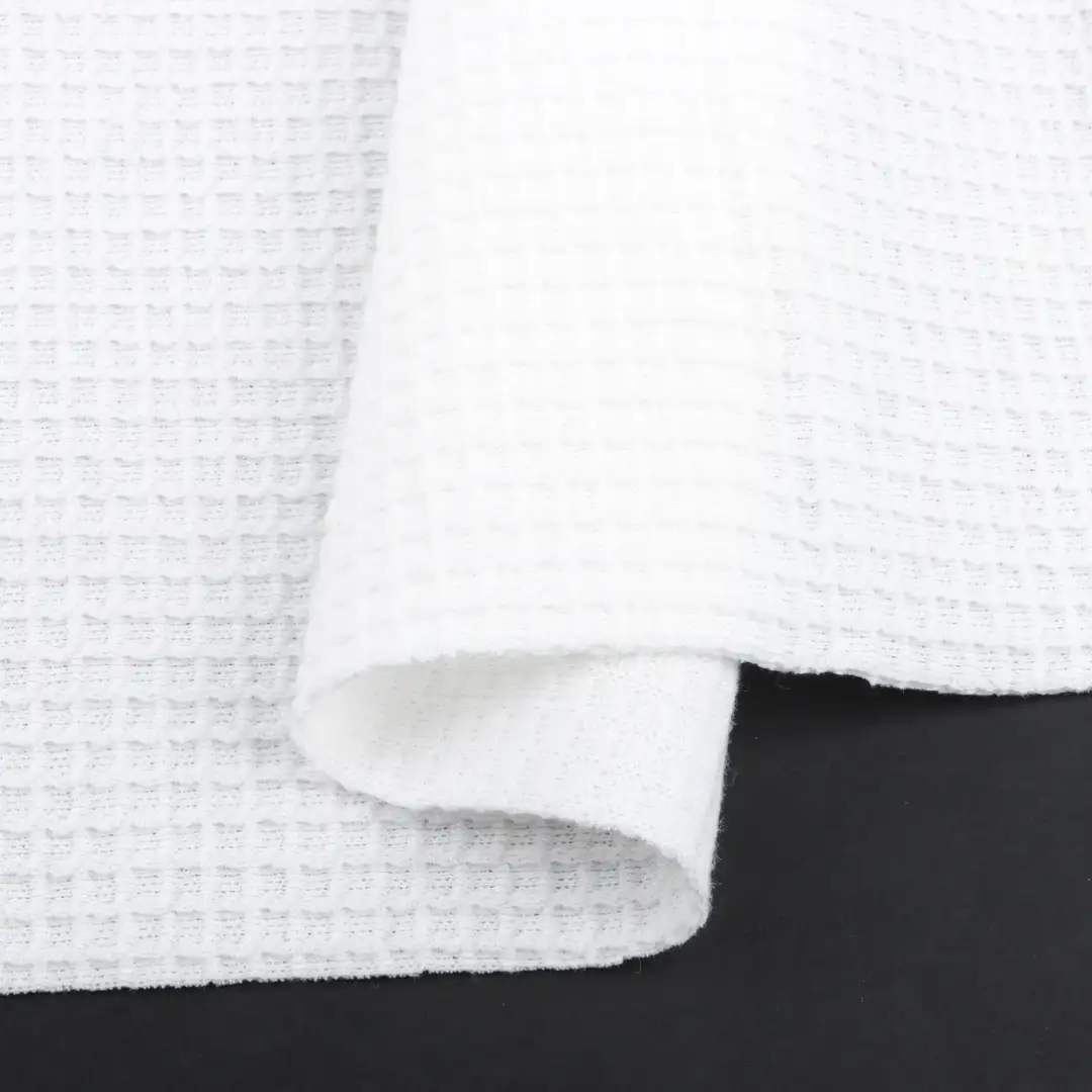 China Fabric for T-Shirt,Shorts Waffle Knit Fabric Cotton Polyester White color buy from China wholesaler bulk order at wholesale price free worldwide shipping Alibaba
