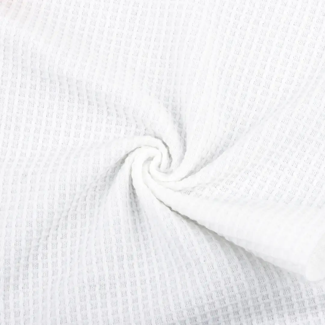 China Fabric for T-Shirt,Shorts Waffle Knit Fabric Cotton Polyester White color buy from China wholesaler bulk order at wholesale price free worldwide shipping Alibaba