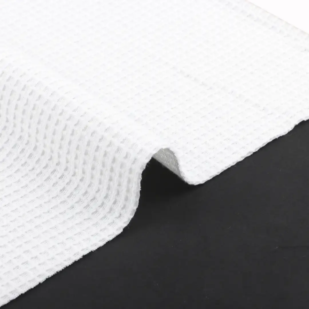 China Fabric for T-Shirt,Shorts Waffle Knit Fabric Cotton Polyester White color buy from China wholesaler bulk order at wholesale price free worldwide shipping Alibaba