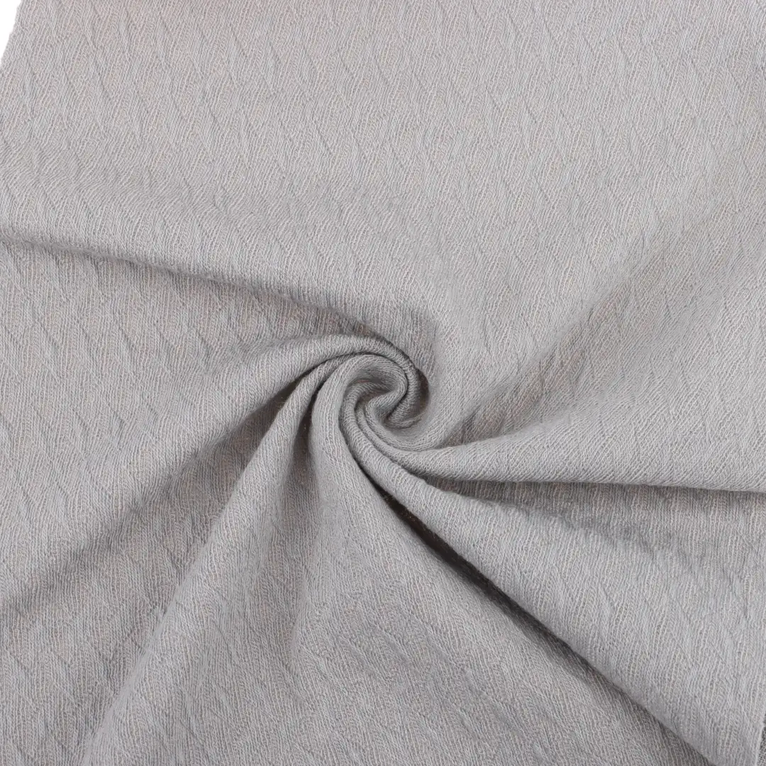 China Fabric for Pants,T-Shirt,Shorts Weft Jacquard Knit Fabric Polyester Cotton Spandex Grey color buy from China wholesaler bulk order at wholesale price free worldwide shipping Alibaba