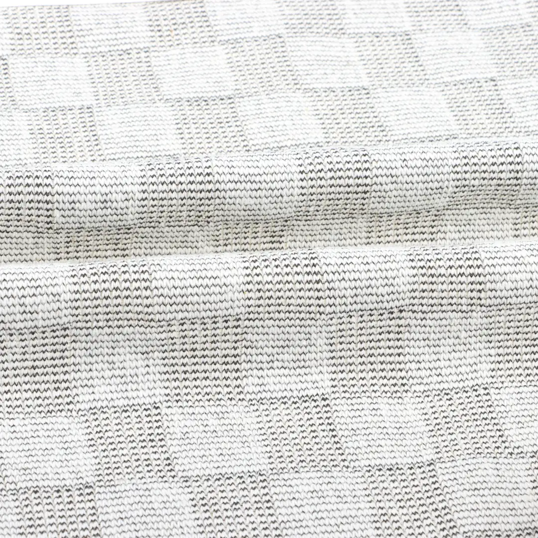 China Fabric for Pants,T-Shirt,Shorts Weft Jacquard Knit Fabric Cotton Polyester Spandex Grey color buy from China wholesaler bulk order at wholesale price free worldwide shipping Alibaba