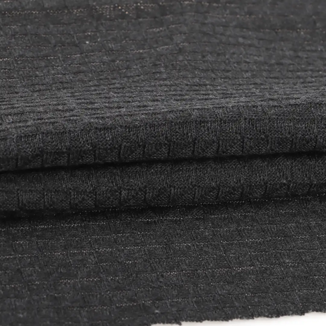 China Fabric for Pants,T-Shirt,Shorts Weft Jacquard Knit Fabric Cotton Polyester Grey color buy from China wholesaler bulk order at wholesale price free worldwide shipping Alibaba