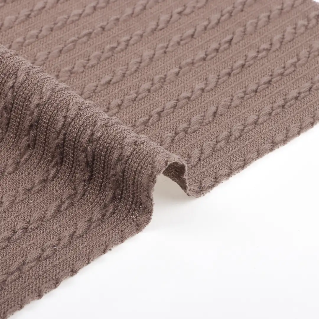 China Fabric for Pants,T-Shirt,Shorts Weft Jacquard Knit Fabric Polyester Spandex Brown color buy from China wholesaler bulk order at wholesale price free worldwide shipping Alibaba