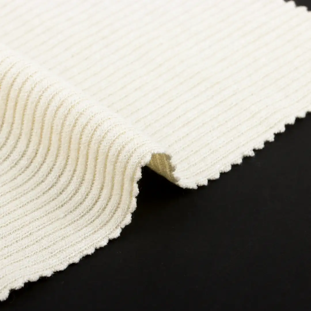 China Fabric for T-Shirt Rib Knit Fabric Rayon Polyester Nylon Spandex Cream color buy from China wholesaler bulk order at wholesale price free worldwide shipping Alibaba